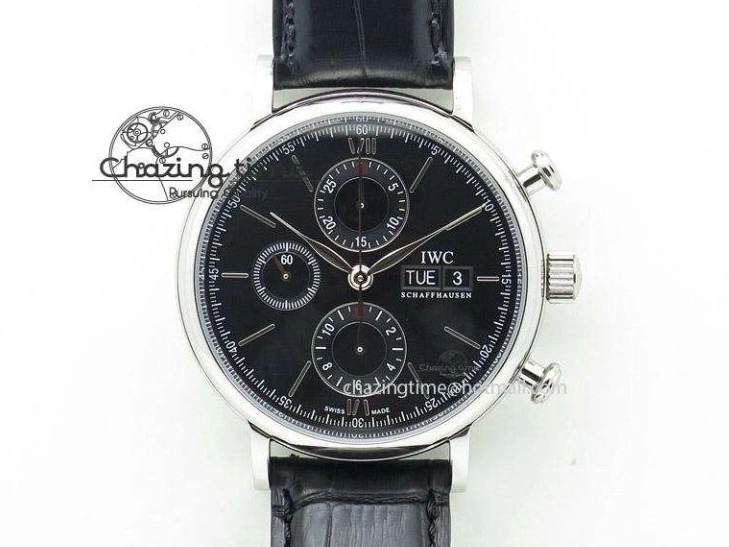 MIROTIME 0501 Portofino 37mm SS V7F 1:1 Best Edition Gray Dial on Black Leather Strap A Practical 7094